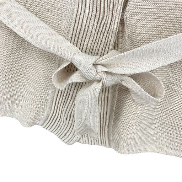 Classiques Entier Cardigan Sweater Womens Small Beige Silk Sleeveless Tie Front - Picture 8 of 14